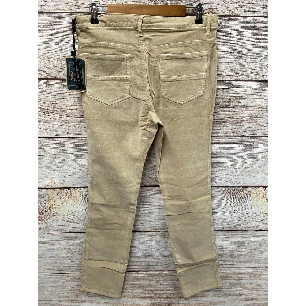 Vintage 1946 Corduroy Pants Mens 40X33.5 Beige Modern Tight Fit Stretch New